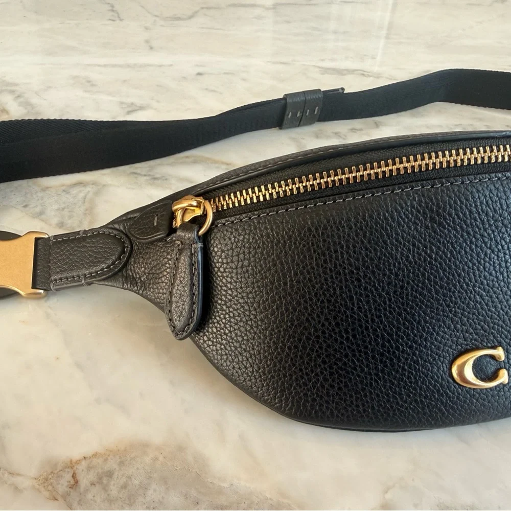 Coach Black Pebble Leather Belt Bag - Picture 2 of 7